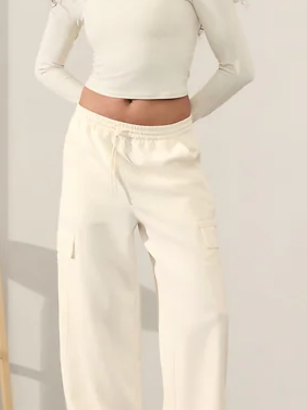 Athleta Promenade Wide-Leg Cargo in Cream